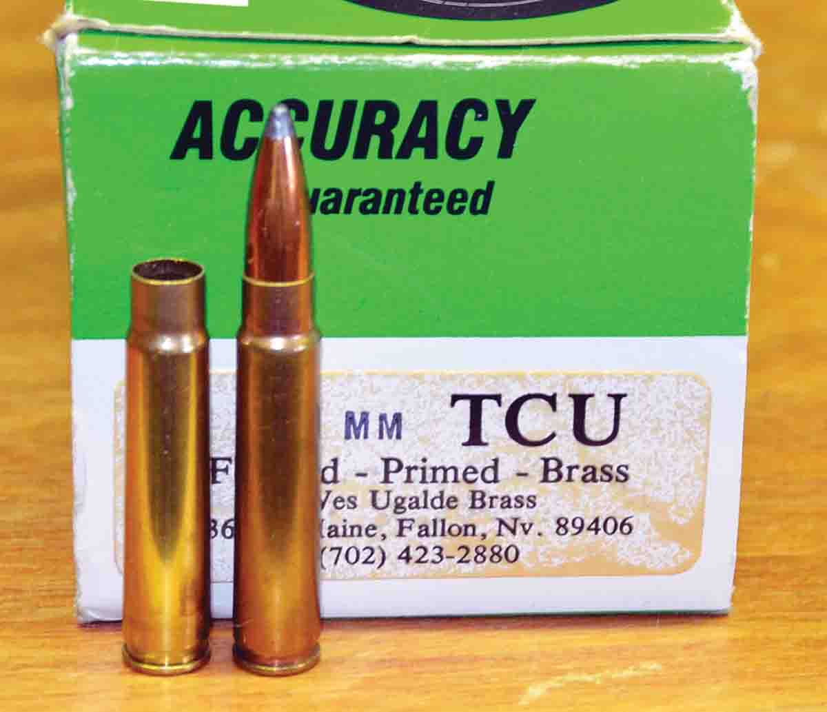 Wes Ugalde, developer of the 7mm TCU cartridge, offered formed and primed cases.
